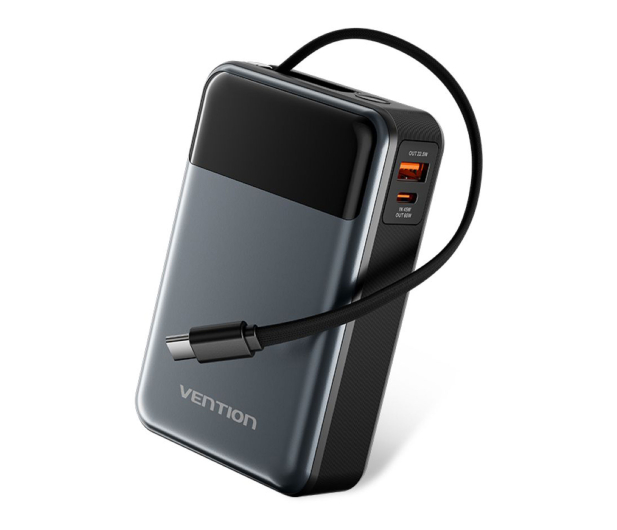 Vention Powerbank 20000mAh 65W z wbudowanym kablem USB-C - 1543388 - zdjęcie